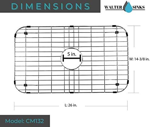 2 Pack Stainless Steel Sink Grid 14.125 x 12 in Rear Drain Hole