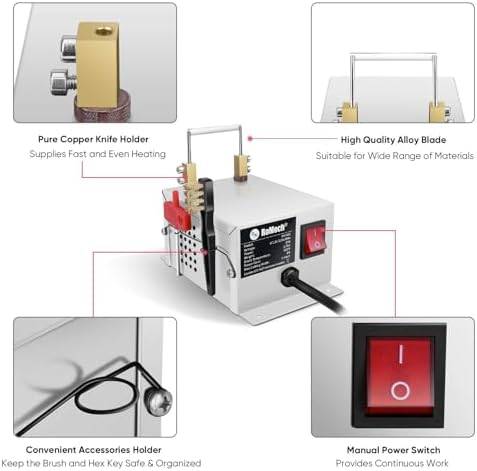 ROMECH 30W Electric Rope Cutter, Hot Knife Thermal Blade, Bench Mount Cutting Tool Kit for Braid Fabric Webbing Belting Ribbon (30W, RM-016)