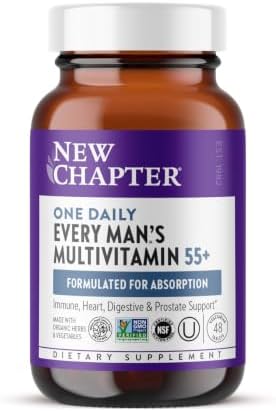 New Chapter One Daily Every Man's Multivitamin 55+ - Offers Eyesight, Immune System & Cellular Energy Support* - Contains Astaxanthin, Saw Palmetto & More - Gluten Free & Vegetarian - 48 Tablets