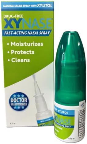 3 Pack Xynase Natural Saline Nasal Spray with Xylitol - Relieves Nasal Congestion, Dry Nose, Allergy Symptoms, Sinus Pressure (0.75 fl oz Each)