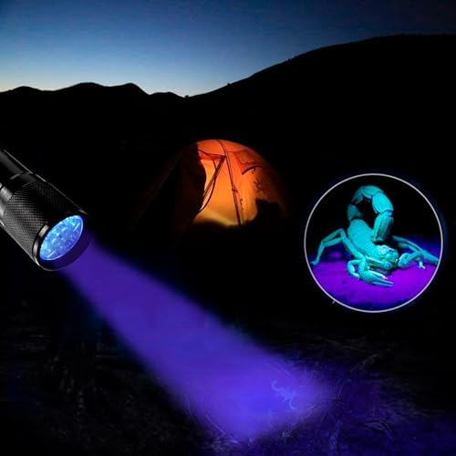 HQRP Professional 365 nM 9 LED Gemstone and Mineral Inspection, Identification, Fluorescence, Glow Flashlight Blacklight