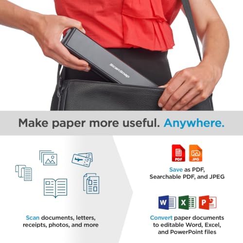 ScanSnap iX100 Wireless Mobile Portable Scanner, Black | For Mac or PC