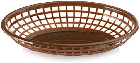 New Star Foodservice Fast Food Baskets, 9 1/4-Inch x 6-Inch Oval, Set of 12, Brown