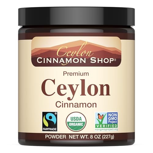 Organic Ceylon Cinnamon Powder, USDA Certified Spice - 8 ounces | Premium Grade True Cinnamon, Sri Lankan Variety, Cinnamomum Verum, All-Natural
