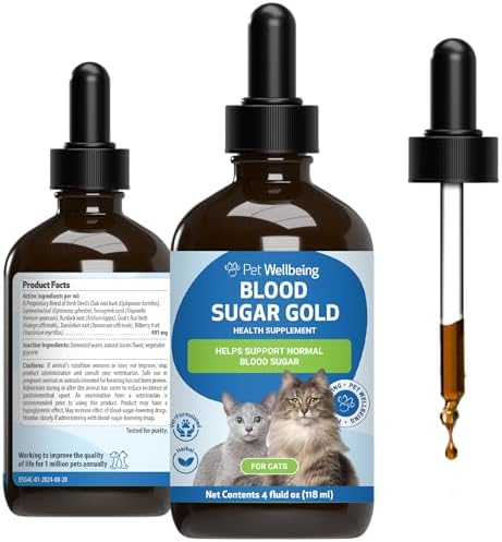 Pet Wellbeing Blood Sugar Gold for Cats - Blood Sugar Support, 2 oz | NASC Certified & Vet-Formulated Liquid Blood Glucose Supplement with Gymnema & Devil’s Club for Insulin & Pancreatic Support