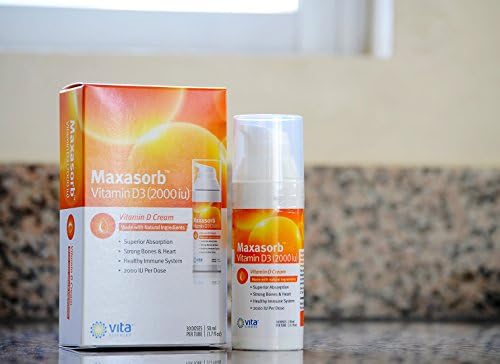 Vita Sciences Maxasorb Vitamin D3 Cream 2,000 IU, Topical Formula - 1.7 Oz | Delivers 2,000 IU of Topical Vitamin D3 Cream Per Pump - Fast-absorbing, Non-greasy, Paraben-Free Daily Skin Moisturizer.