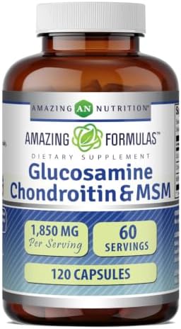 Amazing Formulas Glucosamine Chondroitin & MSM Supplement | 1850 Mg per Serving | 240 Capsules | Non-GMO | Gluten-Free | Made in USA