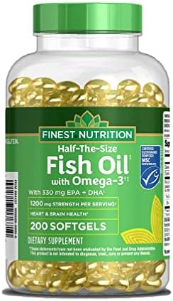 Finest Nutrition Half-the-Size Fish Oil 1200 mg, Softgels, 200 ea