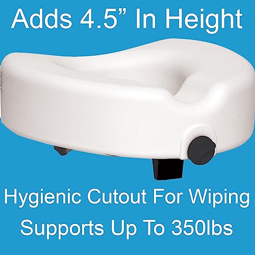 ProBasics Raised Toilet Seat For Seniors With Safety Lock, Round or Elongated Toilets, Secure Locking Mechanism, 4.5" Height, Hygienic Cutout