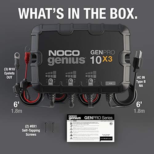 NOCO GENPRO10X3 12V 30A 3-Bank OnBoard Marine Battery Charger & Maintainer