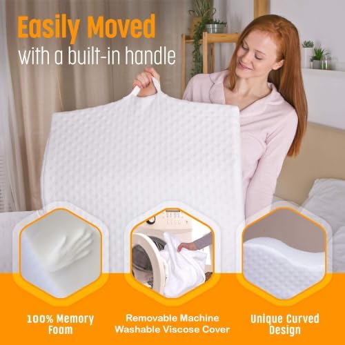 Aeris Wedge Pillow for Sleeping, Acid Reflux, and Snoring - Memory Foam Bed Wedge, 19-Degree Incline - Post-Surgery Recovery, Reading