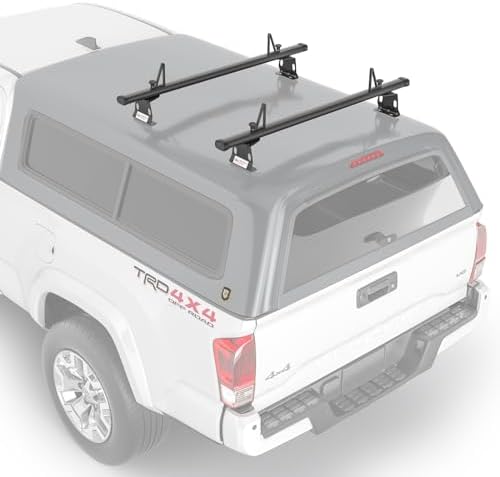 Model ADX32-C Aluminum 2 Bar (60") Universal Drilling Truck Camper Roof Rack with Ladder Stopper Sandy Black