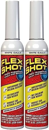 Flex Shot, Flexible Rubber Silicone Sealant, Waterproof Caulk, UV Resistant, No Caulk Gun Needed, Perfect for Kitchen, Bath, Showers, Sinks, Baseboards, Black, 8oz, 1-Pack