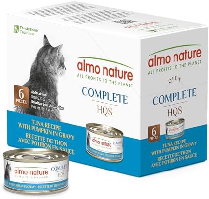 almo nature HQS Natural Wet Cat Food Tuna and Shrimp, Grain Free, Additive Free - 2.47oz - Pack of 6