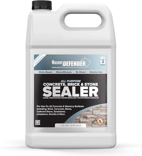 MasonryDefender All Purpose Brick Stone & Concrete Sealer - Transparent Penetrating Waterproof Coating for Outdoor Masonry Surfaces - 1 Gallon