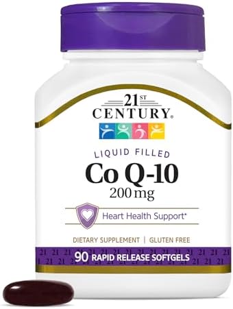 21st Century CoQ10 200mg Softgels, Heart & Antioxidant, 90 Count | Coenzyme Q10 200 mg Fast-Release Liquid Softgels, Heart Health & Antioxidant Support, Gluten Free, No Artificial Colors