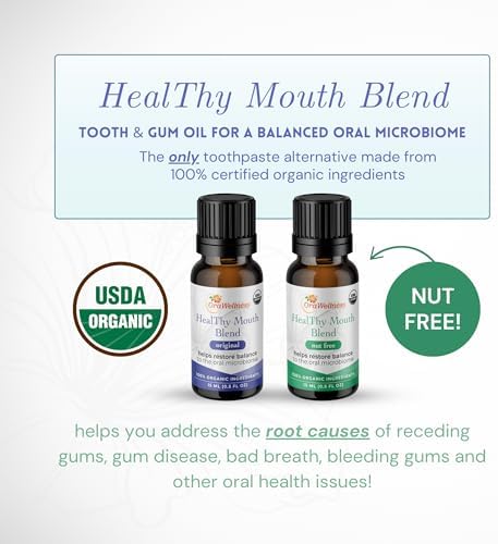 OraWellness Nut Free Healthy Mouth Blend Organic Tooth Oil, Fluoride Free | Made in the USA with Essential Oils, Natural Toothpaste & Mouthwash Alternative, Supports Healthy Mouth, Teeth & Gums, 3 Pack