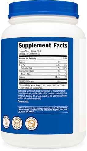 Nutricost C8 MCT Oil Powder 1LB (16.2oz) - 95% C8 MCT Oil Powder