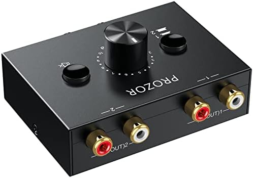 PROZOR RCA Stereo Audio Switcher - 2 in 1 Out R/L Stereo Audio Switch