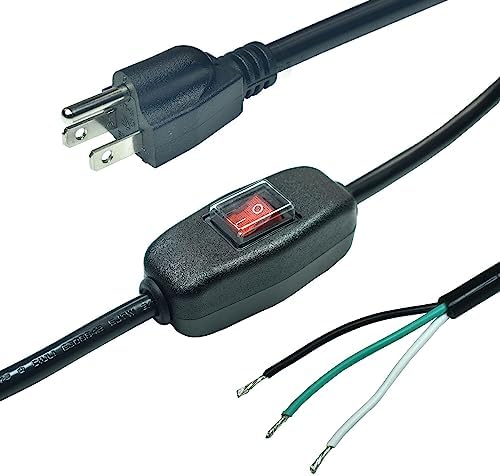 FILSHU 6ft 18 Gauge 3 Prong AC Power Cord with On Off Switch