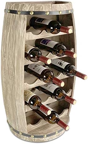 CoTa Global Alexander Wooden Barrel Wine Rack - 18 Bottles Wine Storage Rack, Wooden Rack Free Standing, Liquor Bar Shelf, Rustic Bottle Holder