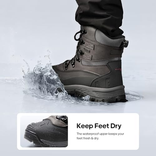 NORTIV 8 Men's Insulated Waterproof Winter Snow Boots | Sealed Build Keeps Feet Dry; Rubber Outsole Boosts Grip; Stable Fit Adds Support; Ideal for Hiking, Daily Wear BRIGADE