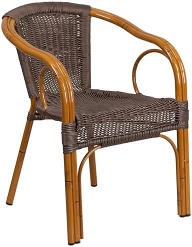 Flash Furniture Rattan Chair with Aluminum Frame, Burning Brown/Red Bamboo | Durable Construction, Commercial Use