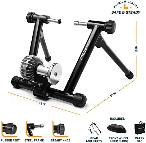 Fluid Bike Trainer Stand for Indoor Riding – Portable Foldable Stainless Steel Trainer, Noise Reduction, Progressive Resistance