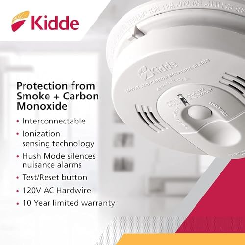 Kidde Hardwired Smoke & Carbon Monoxide Detector, Battery Backup, Interconnectable, LED Warning Light Indicators