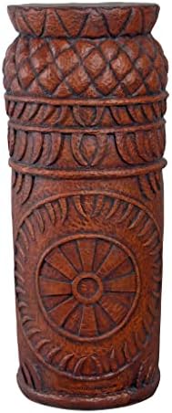 Design Toscano Grand Tiki Face Kanaloa Teeth Indoor/Outdoor Side Table Statue, Patio, Bar, Den, 20 inch tall, Cast Stone Resin, Woodtone Finish