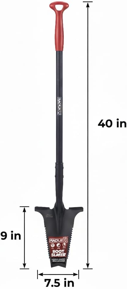 Root Slayer 22011 Garden Shovel, Serrated Blade, Red