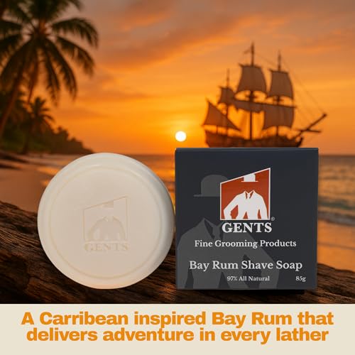 GENTS All Natural Shaving Soap Set for Men, 3 Pack Cedar & Pine, Sandalwood, Bay Rum, Shea Butter Rich Lather, Barbershop Wet Shave Grooming Kit