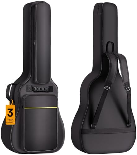 CAHAYA Acoustic Guitar Case Soft Padded Gig Bag Water-Resistant 41 in | 0.3 In Thick Soft Padded Guitar Backpack with Back Handle Loop & Large Top