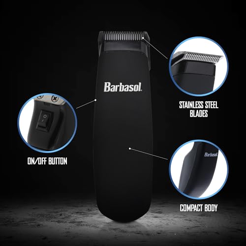 Barbasol Touch Up Trimmer for Men, Compact Electric Xtreme Precision Beard and Hair Trimmer with Stainless Steel Blades & 3 Guide Combs (3, 6, 10mm)