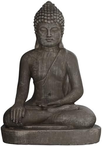 John Timberland Sitting Buddha 29 1/2" High Sandstone Outdoor Statue | Sculpture Zen Asian Japanese Garden Decor Front Porch Patio Yard Outside Home Balcony House Exterior Weathered Light Finish
