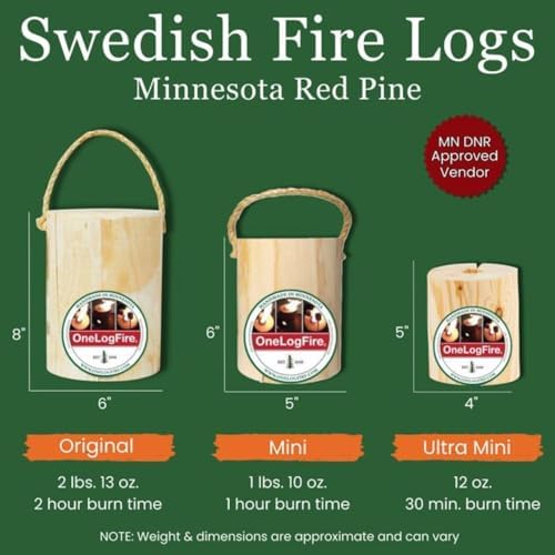 The Original OneLogFire (6) Pack | Swedish Fire Log | Swedish Torch | One Log Campfire | for Outdoor Firepit | Campfire | Bonfires | Fireplace