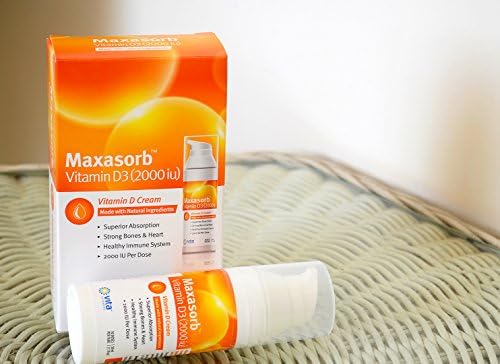 Vita Sciences Maxasorb Vitamin D3 Cream 2,000 IU, Topical Formula - 1.7 Oz | Delivers 2,000 IU of Topical Vitamin D3 Cream Per Pump - Fast-absorbing, Non-greasy, Paraben-Free Daily Skin Moisturizer.