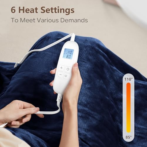 PROALLER Electric Heated Blanket Queen Size with 6 Levels & 8h Auto Off, Ultra Soft Flannel Full Body Heating Blanket, Machine Washable, Warm Gray, 84" x 90"