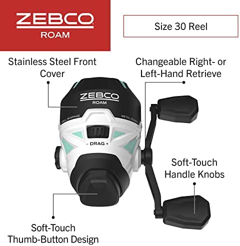 Zebco Roam Telescopic Fishing Rod and Spinning or Spincast Fishing Reel Combo, Durable 6-Foot Fiberglass Rod with ComfortGrip Handle