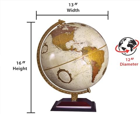 Replogle Aragon Globe, 12" Desktop World Globe, Raised Relief, Up-to-date Cartography, Smart Intelli-enabled World Map, Made in the USA, Blue