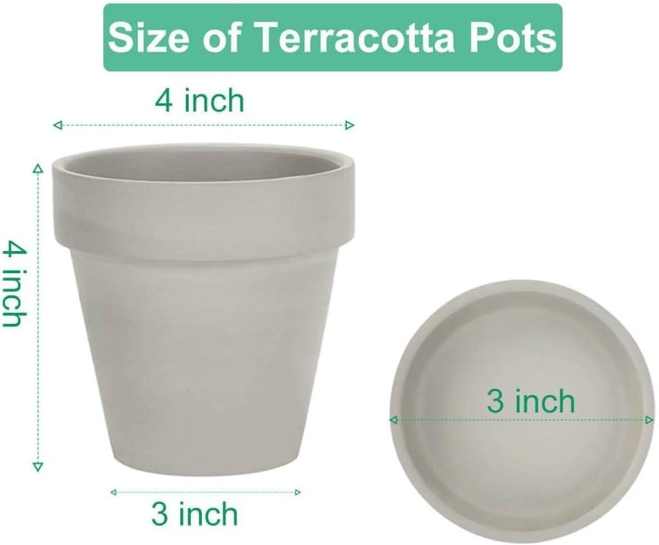 vensovo 4 Inch Terracotta Plant Pots with Saucer - 6 Pack Clay Flower Pots with Drainage, Great for Plants, Crafts, Wedding Favor