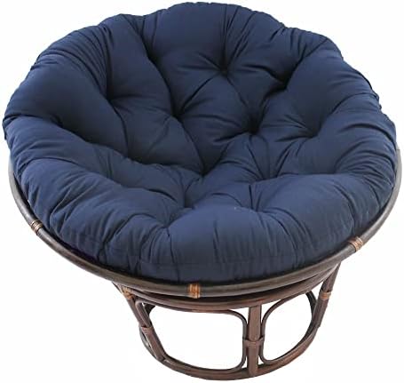 Furniture Piece 42-Inch Rattan Papasan Chair with Solid Twill Cushion