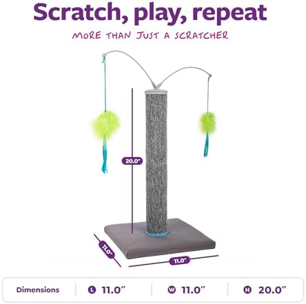 SmartyKat Scratch 'N Spin Carpet Cat Scratching Post with Spinning Wand Toys - Gray, One Size