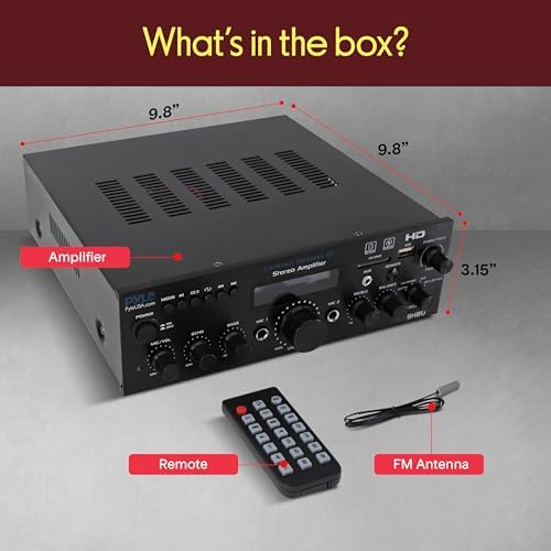 Pyle Wireless Bluetooth Home Stereo Amplifier - Multi-Channel 200 Watt Power Amplifier Home Audio Receiver System w/HDMI, Optical/Phono/Coaxial