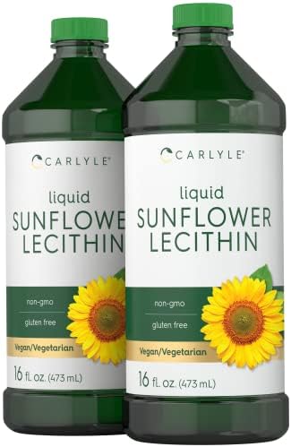 Carlyle Sunflower Lecithin Liquid | 16 fl oz (Pack of 2) | Vegan, Vegetarian, Non-GMO, Soy & Gluten Free Formula