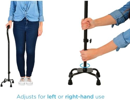 NOVA Designer Quad Cane, Lightweight Four Legged Cane with Soft Grip Handle, Height (for Users 4’11” - 6’4”) & Left or Right Adjustable, Butterflies Design
