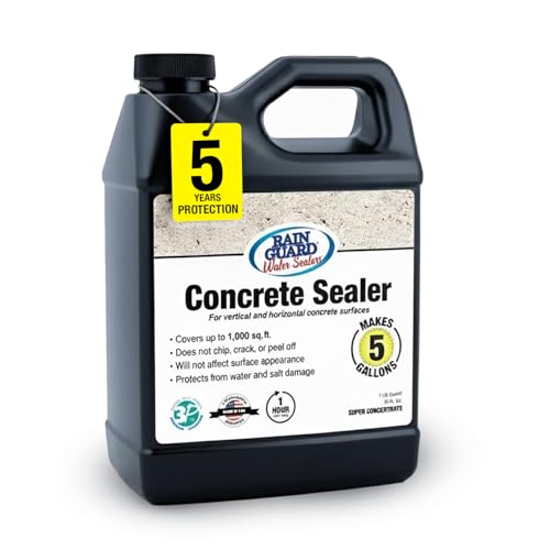 Rain Guard Concrete Sealer 5 Gallon | Ready to Use | Natural Finish | Deep Penetrating Protection Against Water and Salt Damage for All Concrete Surfaces | Silane/Siloxane Waterproofer | Ready To Use, Natural Finish, Clear, Deep Penetrating Protection Ag…
