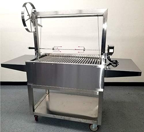 Charcoal Outdoor BBQ, Stainless Steel #430 Body and #304 Grates, Rotisserie Parrilla Santa Maria/Argentine Grill Spit