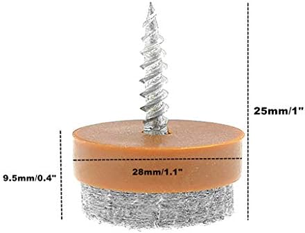 40pcs Screw-on Furniture Felt Pad Chair Glide Slider Hardwood Floor Protector for Wooden Leg Feet of Chair Table Furniture(Φ20mm or 0.8";Brown)