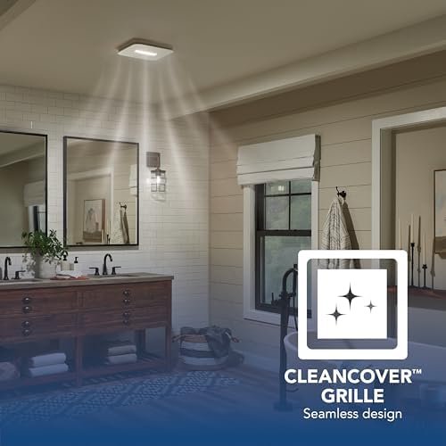 Broan-NuTone Bathroom Exhaust Fan – Retrofit Design Replaces Existing Fan Without Attic Access, Quiet 1.0 Sones, 110 CFM, Powerful Ventilation with 4 Selectable CCT Light Settings for a Modern Look